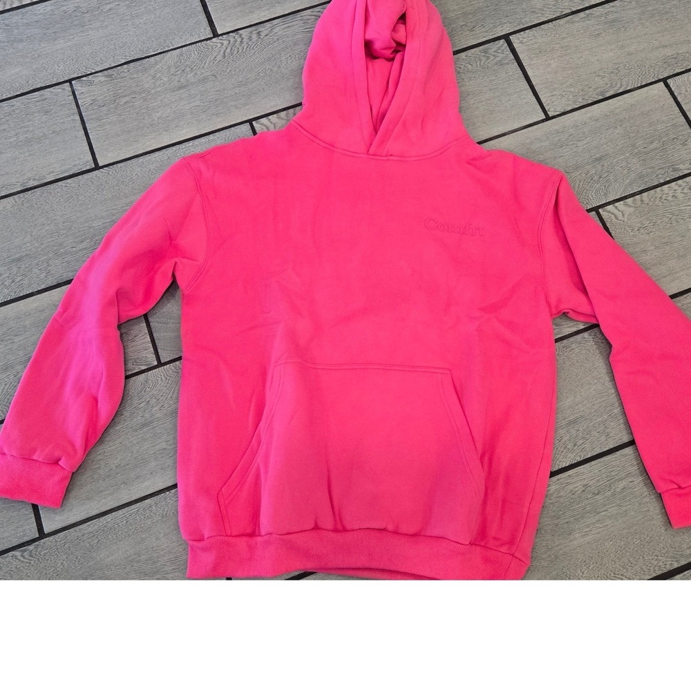 Comfrt Minimalist Hoodie Hot Pink Oversized Fleece Sweatshirt KJHU46 XL